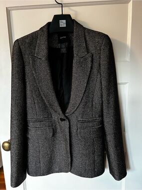 Smythe Black & Metallic Gold Textured One-Button Blazer